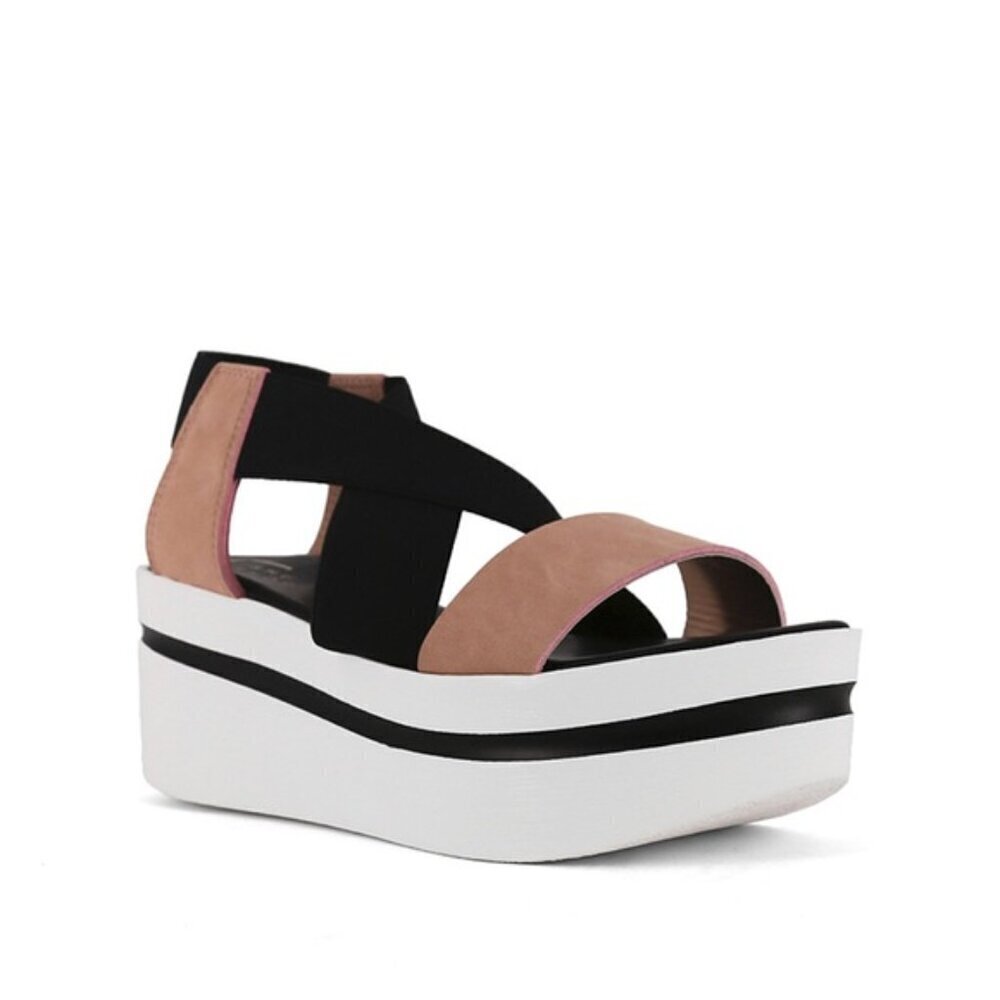 Shu Shop Nude and Black Platform Sandals, Strappy Sandals